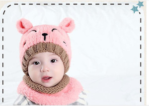 M 0024 Gorro de Invierno Little Bear, el Nuevo Gorro de Punto Coreano para Bebés, Gorros de Lana de Dos Piezas - Product Image 3