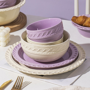 Service de vaisselle en céramique de style <span class=keywords><strong>Chanson</strong></span> française, moderne et de luxe léger, style Instagram, avec bols à riz à couleur sous-glaçure - Product Image 2