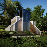 Zent Maisons préfabriquées en bois en forme de triangle à cadre en A modernes personnalisées Villas Maison triangulaire en bois en acier pour vivre