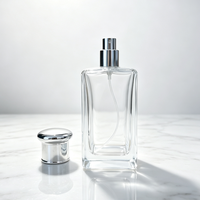 Flacon pulvérisateur de parfum en verre transparent carré de 100 ml, rechargeable, à fond épais, atomiseur de parfum, vente en gros