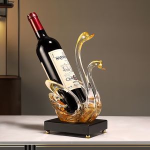 ชั้นวางไวน์แดงแบบศิลปะหรูหราปรับแต่งโต๊ะรับประทานอาหารเรซิ่นใสฉีดขึ้นรูปไวน์ของขวัญหงส์ไวน์ - Product Image 2