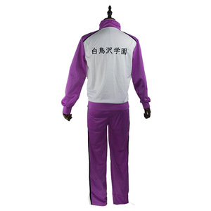 Shiratorizawa Academy Tracksuit Set Purple White Unisex Breathable Cotton Daily Wear - Product Image 4