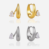 Gaovo Boucles d'oreilles Huggie minimalistes de luxe premium en forme de goutte avec zircon cubique, à tige droite, tendance et polyvalentes, bijoux d'oreille de mode en gros
