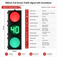 Feu de signalisation LED Yongwei 300 mm pour vélo, rouge, jaune, vert (RYG), avec affichage intégré du compte à rebours, alimentation secteur pour circulation routière
