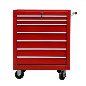 Red gloss powder coating finish KD roller cabinet carrinho de ferramentas with 7 drawers