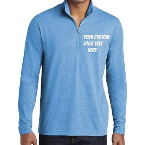 2025 Men's Custom Design 1/4 Zip Pullover ST407 with Your Own Text Logo Posicharge Tri Blend Promotional Polo Shirts - Product Image 1