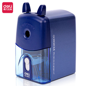 Deli Pencil Sharpener 0635 Manual Hand Crank Office Student Use Plastic Model Geometric Black - Product Image 5