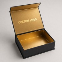 Boîte cadeau rigide magnétique noire et or de luxe pour l'emballage de chaussures et de vêtements, logo personnalisé, fournisseur en gros OEM ODM