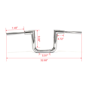 Manillar de Motocicleta Negro de Acero Sólido con Recubrimiento en Polvo Cromado, 2' de Diámetro, para Harley Low 2014-2024 de 8', 10', 12' y 14' - Product Image 2