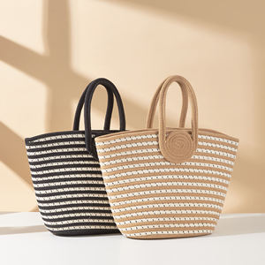 Sac à main <span class=keywords><strong>en</strong></span> coton rayé tissé à la main, grande capacité, sac de plage pour femmes, style décontracté, sac fourre-tout artisanal pour ordinateur portable - Product Image 1