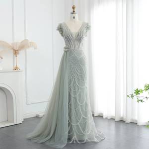 Jancember SZ100 Luxury Dubai Short Sleeve Evening <b>Party</b> <b>Prom</b> Gowns Dresses - Product Image 4