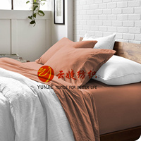 Tissu de drap de lit en microfibre 100 % polyester ultra doux, lavé au sable et froissé