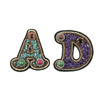 Rétro Broderie Patch Iron-On Alphabet Applique Lettre Patches Hauteur 6cm Écologique Tissu Feutre Perle Décoration pour Chapeau