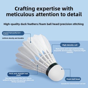 Volants de <span class=keywords><strong>badminton</strong></span> professionnels en plumes de canard et mousse pour débutants, entraînement et loisirs, lot de 12 - Product Image 3