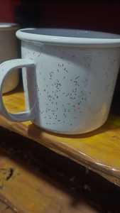 White Speckled Enamel Coffee Mug Metal Camp <b>Cup</b> Custom Printed Drinking Mug for Office <b>Camping</b> Travel - Product Image 4