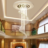Lustre LED long en cristal et métal blanc, style nordique, décoratif, pour hall d'hôtel commercial, escalier, personnalisé, durée de vie de 50 000 heures