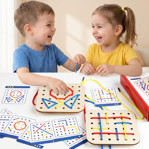 Set di Giochi Montessori in Legno Personalizzati, Puzzle Creativo con Fili da Infilare, Giocattoli Educativi per lo Sviluppo delle Abilità Motorie Fini per Bambini - Product Image 2