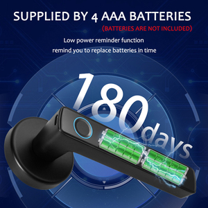 Serrure de porte biométrique à empreintes digitales <span class=keywords><strong>WAFU</strong></span> WF-F8 en alliage d'aluminium, application intelligente Tuya, BLE, Type-C, alimentation d'urgence, noir, 50 empreintes digitales, 100 - Product Image 5