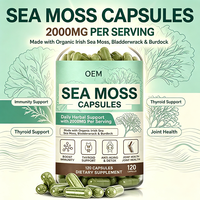 Capsules de Mousse de Mer 2000mg, Mousse de Mer Irlandaise, Racine de Bardane, Immunité et Articulations, 120 gélules