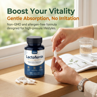 Pilules de lactoferrine naturelle OEM/ODM pour l'immunité et la santé du fer, améliore l'absorption, sans OGM, compatible végétalien, service de vente en gros en vrac