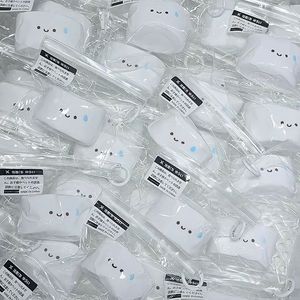 ของเล่นบีบสควิชชี่รูปขนมปังน้อยเงียบๆ หน้ายิ้ม ลายหยดน้ำสีฟ้า เนื้อสัมผัสนุ่มคล้ายครีม บรรเทาความเครียด ของเล่นซิลิโคนเกรดอาหาร DIY - Product Image 4