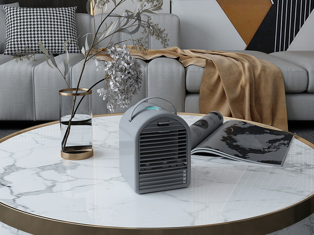 3-in-1 Portable Mini Air Cooler USB Powered Desktop Fan 7 Color LED Light Freon-Free Evaporative Air Conditioner for Home Office