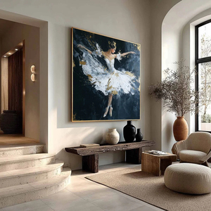 Ethereal Poise Textured Gold Leaf Ballerina Painting Canvas Art <b>Print</b> <b>Framed</b> Contemporary Style Indoor Wall Decor - Product Image 5