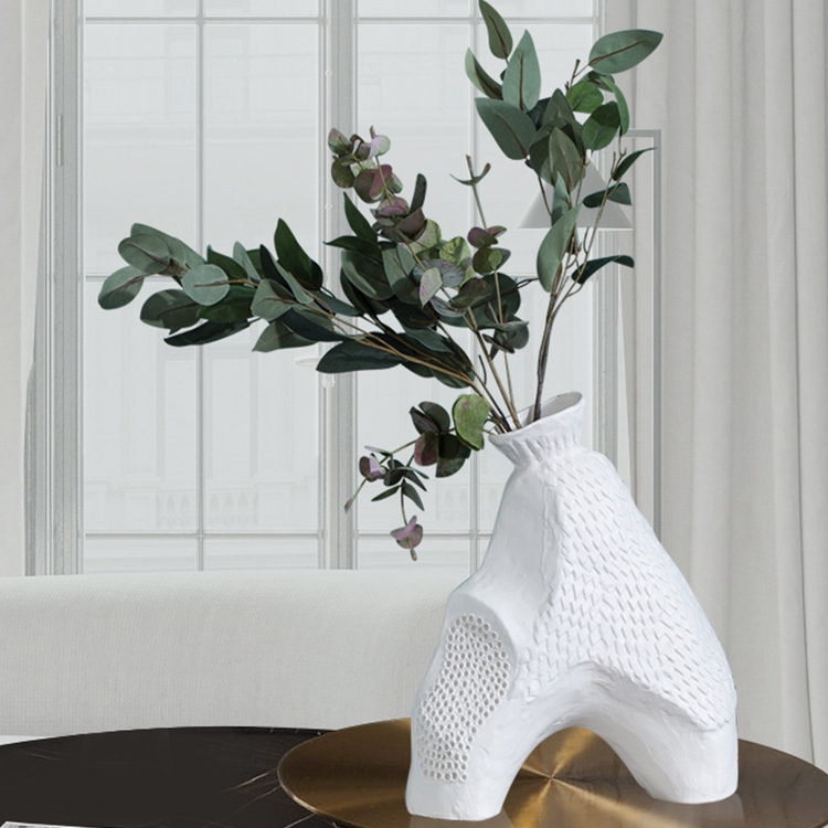 Nordic creative for living room decoration hydroponic flower arrangement irregularly shaped white ceramic vases