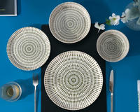 Service de table en porcelaine fine 24 pièces / Ensemble d'assiettes / Service de dîner pour 6 personnes avec décalcomanie à impression numérique