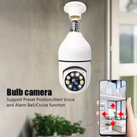 Lámpara panorámica Cámara Luz Inalámbrica E27 Bombilla Cámara Rotación de 360 grados Visión nocturna Cctv Wifi