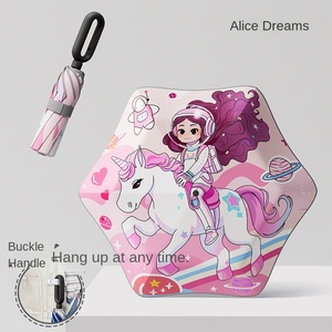 Paraguas de doble uso con hebilla de 6K para niños, tira de borde envuelto de seguridad redondeada de dibujos animados para niños y niñas para estudiantes de escuela primaria - Product Image 5