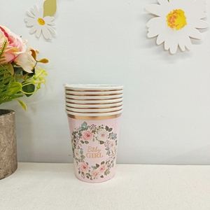 ชุดตกแต่งงานเลี้ยงน้ำชา DAMAI อุปกรณ์จัดงานเลี้ยงลายดอกไม้ ชุดภาชนะใช้แล้วทิ้ง จานกระดาษขอบหยักสีขาว ลายดอกไม้ ถ้วยกระดาษ ผ้าเช็ดปาก - Product Image 5