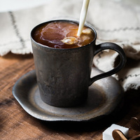 Tasse à café en céramique de style européen, tasse à poignée en or émaillé de haute qualité