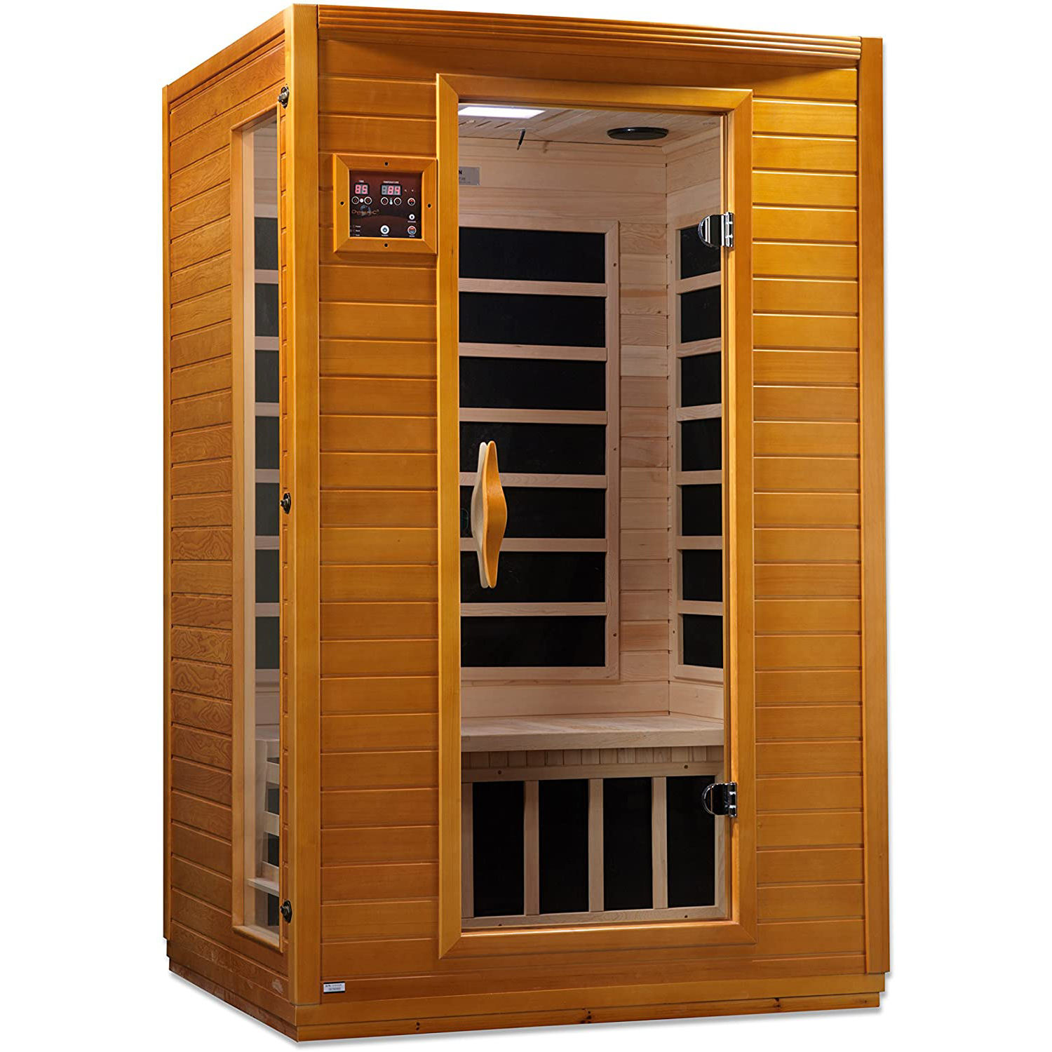 Yeni tasarım kızılötesi kapalı Sauna buhar 2 kişi kızılötesi Sauna odası Hemlock ile Hammam ahşap Sauna dolabı