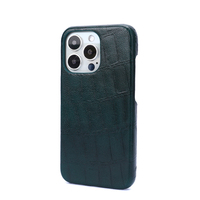 Étui de téléphone en cuir de luxe, texture crocodile, étui de téléphone tendance, vert émeraude, coque de téléphone pour iPhone, antichoc