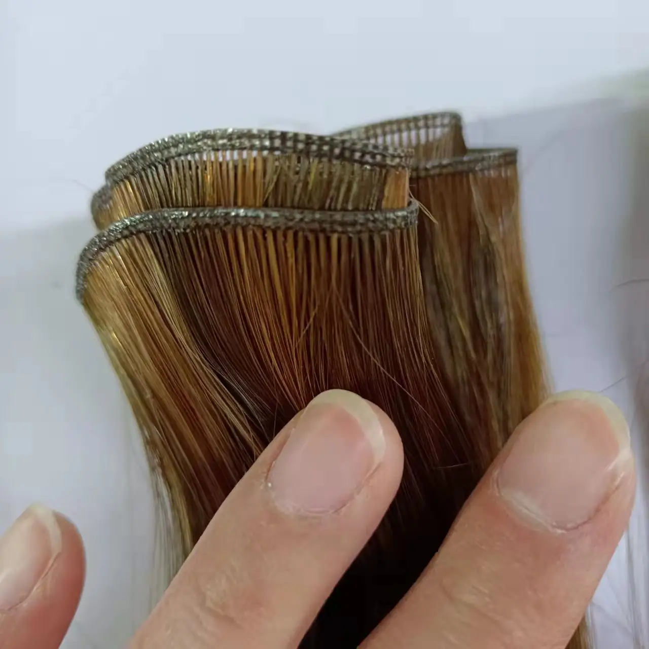 New Genius Weft Hair Thin Soft Light European Human Hand Tied Weft Hair Bundles Trama Genial Genius Weft