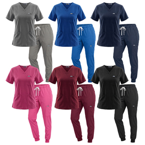 Conjuntos <span class=keywords><strong>de</strong></span> Uniformes Médicos Azul Rey, Top <span class=keywords><strong>de</strong></span> Manga Corta con Cuello en V y Pantalones Jogger con Bolsillos, Uniformes Médicos Personalizados, Uniformes <span class=keywords><strong>de</strong></span> Enfermería <span class=keywords><strong>de</strong></span> Marca Privada - Product Image 1
