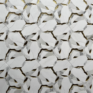 Mosaico de Mármol Blanco Calacatta de Estilo Moderno, Corte por Chorro de Agua, Decoración de Pared para Cocina y Baño, Revestimientos Cuadrados para Interiores - Product Image 5