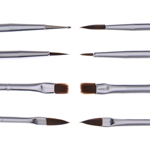 8Pcs Leopard Acrylic Handle Nylon Nail Art Brush <b>Set</b> <b>Crimped</b> Liner Carving Painting Pens for Gel Design - Product Image 5