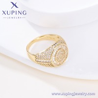 X001211801 Xuping Schmuck Großhandel 14K Vergoldeter Kupfer Ovaler Breiter Ring Besetzt mit Zirkonia, Damen-Abendparty-Accessoire
