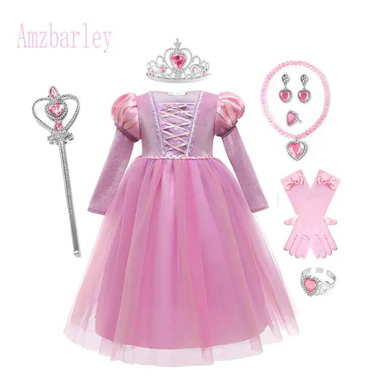 Venta al por mayor nuevo Sophia Rapunzel vestido Lila niña princesa vestido actuación Halloween princesa niña Cosplay disfraz