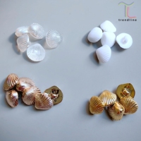 Ibu dari mutiara putih emas perak ABS plastik imitatif Shell Shank dijahit di kemeja tombol