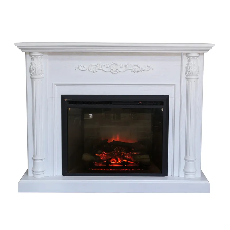 2023 Hot models Classic wooden fireplace mantle 50-inch white electric fireplace Remote Control Led Light Real Flame Effect