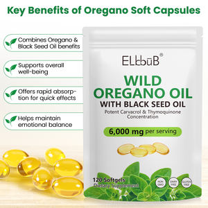 ELBBUB 120 hitungan minyak <span class=keywords><strong>Oregano</strong></span> liar kapsul Softgel suplemen makanan non-gmo minyak pendukung kekebalan tubuh dari <span class=keywords><strong>Oregano</strong></span> dengan minyak biji hitam - Product Image 2
