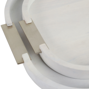 Plateaux carrés arrondis en bois avec poignées métalliques pour le rangement et la décoration de bijoux et de bibelots - Product Image 5