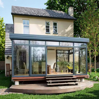 Serre, véranda, solarium, maison en verre préfabriquée moderne à faible coût avec structure en alliage d'aluminium et verre trempé Low-E pour entrepôt et appartement