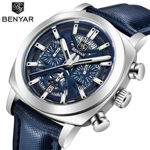Hot Sale OEM ODM Custom Logo Benyar Luxury Business Alloy Case Glass Dial Leather Strap Waterproof Luminous Quartz Men's <b>Watch</b> - Product Image 1