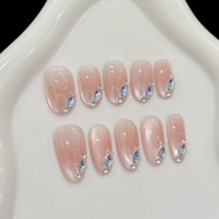 Diseño # 2868 # 2870 Uñas Acrílicas de Gel con Forma Ovalada de Alta Calidad, Hechas a Mano, con Efecto Ojo de Gato, 10 Piezas, Uñas Artificiales