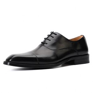 Chaussures habillées Oxford pour hommes en cuir de vachette véritable de haute qualité, à bout carré, pour mariage et affaires, décontractées, respirantes et légères, modèle intemporel - Product Image 3
