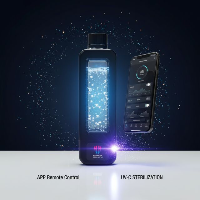 American Patented Product: 8000ppb Smart Hydrogen Water Bottle, APP Control + Drinking Water Monitoring, 4500mAh Battery